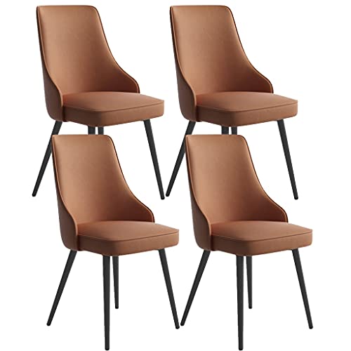 HBSSP Esszimmerstühle 4er-Set Wohnzimmerstühle Wasserdichter PU-Leder-Küchenstuhl Mit Metallbeinen Küchen-Wohnzimmer-Lounge-Thekenstühle(Dark Coffee,Black feet) von HBSSP