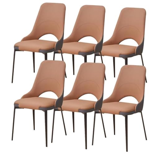 HBSSP Esszimmerstühle 6er-Set Beistellstühle Kunstleder Küche Wohnzimmer mit Stuhlbeinen Metall for Gewerbliche Restaurants Zu Hause(Orange) von HBSSP