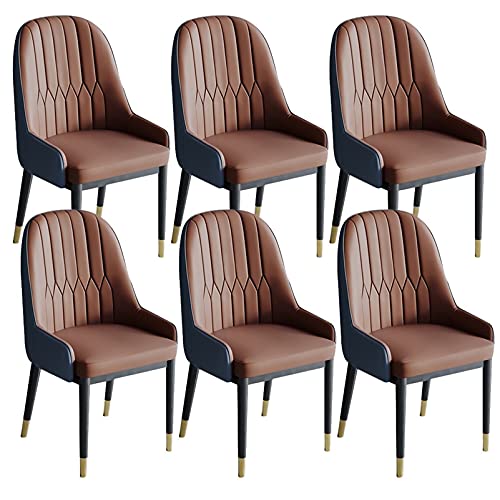 HBSSP Esszimmerstühle 6er-Set Küche Wohnzimmerstühle Moderne PU-Leder-weicher Sitz Mit Hoher Rückenlehne Metallbeine Lounge-Theken-Akzent-Stühle(Brown+Blue) von HBSSP