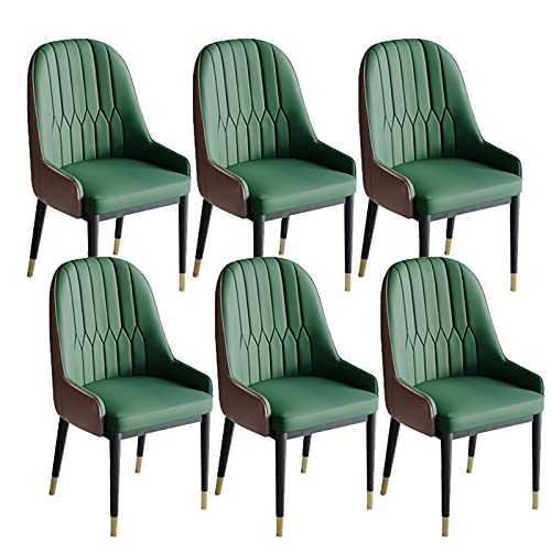 HBSSP Esszimmerstühle 6er-Set Küche Wohnzimmerstühle Moderne PU-Leder-weicher Sitz Mit Hoher Rückenlehne Metallbeine Lounge-Theken-Akzent-Stühle(Green+Coffee) von HBSSP