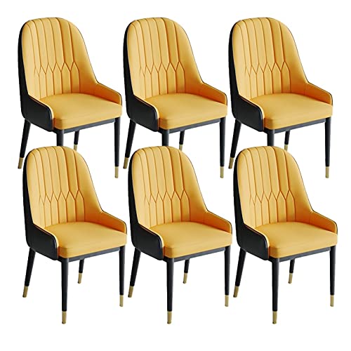 HBSSP Esszimmerstühle 6er-Set Küche Wohnzimmerstühle Moderne PU-Leder-weicher Sitz Mit Hoher Rückenlehne Metallbeine Lounge-Theken-Akzent-Stühle(Yellow+Black) von HBSSP