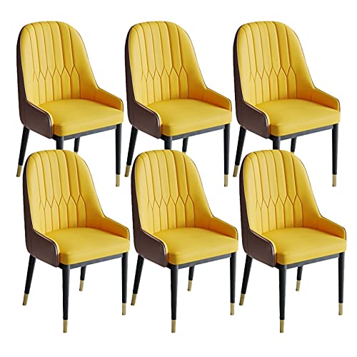 HBSSP Esszimmerstühle 6er-Set Küche Wohnzimmerstühle Moderne PU-Leder-weicher Sitz Mit Hoher Rückenlehne Metallbeine Lounge-Theken-Akzent-Stühle(Yellow+Brown) von HBSSP