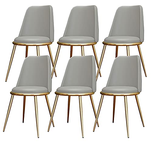 HBSSP Esszimmerstühle 6er-Set Küchen-Wohnzimmer-Stühle Wasserdichter PU-Leder-Beistellstuhl mit Metallbeinen für Büro-Lounge-Küche-Schlafzimmer(Light Gray) von HBSSP