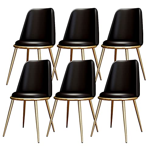 HBSSP Esszimmerstühle 6er-Set Küchen-Wohnzimmer-Stühle Wasserdichter PU-Leder-Beistellstuhl mit Metallbeinen für Büro-Lounge-Küche-Schlafzimmer(Negro) von HBSSP