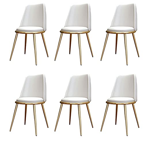 HBSSP Esszimmerstühle 6er-Set Küchen-Wohnzimmer-Stühle Wasserdichter PU-Leder-Beistellstuhl mit Metallbeinen für Büro-Lounge-Küche-Schlafzimmer(White) von HBSSP