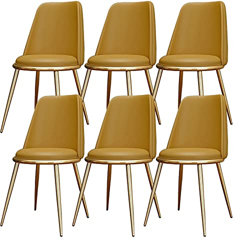 HBSSP Esszimmerstühle 6er-Set Küchen-Wohnzimmer-Stühle Wasserdichter PU-Leder-Beistellstuhl mit Metallbeinen für Büro-Lounge-Küche-Schlafzimmer(Yellow) von HBSSP