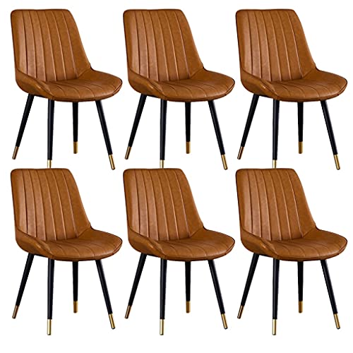 HBSSP Esszimmerstühle 6er-Set Küchenstühle mit PU-Polster-Rückenlehne, Moderne Mid-Century-Wohnzimmerstühle Mit Metallbeinen(Yellow,Black Gold feet) von HBSSP