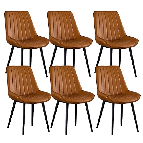 HBSSP Esszimmerstühle 6er-Set Küchenstühle mit PU-Polster-Rückenlehne, Moderne Mid-Century-Wohnzimmerstühle Mit Metallbeinen(Yellow,Black feet) von HBSSP