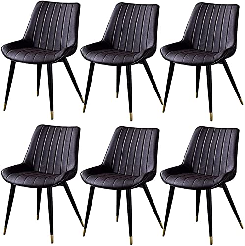 HBSSP Esszimmerstühle 6er Set Leder Rückenlehne Metallbeine Küchenstühle Retro Wohnzimmer Schlafzimmer Balkonstuhl Esszimmerstuhl(Brown) von HBSSP