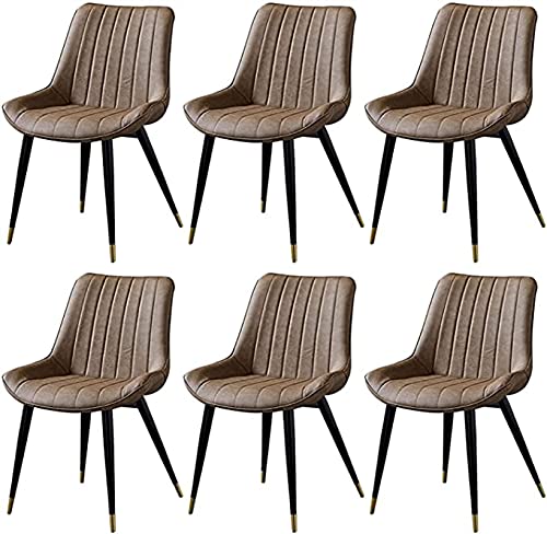 HBSSP Esszimmerstühle 6er Set Leder Rückenlehne Metallbeine Küchenstühle Retro Wohnzimmer Schlafzimmer Balkonstuhl Esszimmerstuhl(Camel) von HBSSP