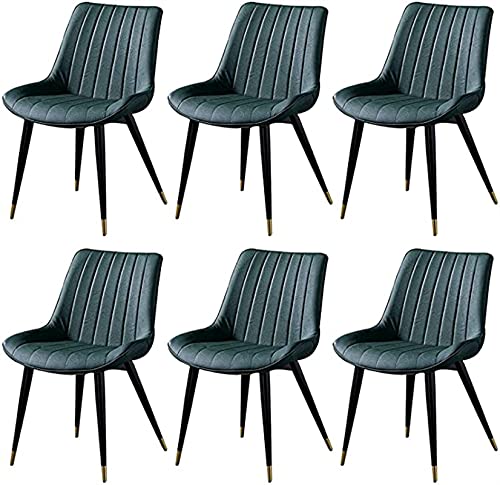 HBSSP Esszimmerstühle 6er Set Leder Rückenlehne Metallbeine Küchenstühle Retro Wohnzimmer Schlafzimmer Balkonstuhl Esszimmerstuhl(Green) von HBSSP