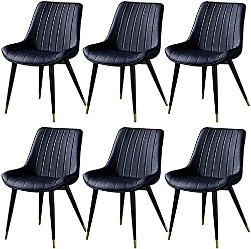 HBSSP Esszimmerstühle 6er Set Leder Rückenlehne Metallbeine Küchenstühle Retro Wohnzimmer Schlafzimmer Balkonstuhl Esszimmerstuhl(Negro) von HBSSP
