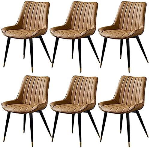 HBSSP Esszimmerstühle 6er Set Leder Rückenlehne Metallbeine Küchenstühle Retro Wohnzimmer Schlafzimmer Balkonstuhl Esszimmerstuhl(Yellow) von HBSSP