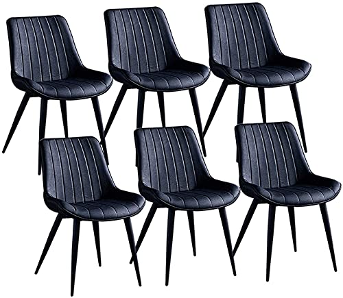 HBSSP Esszimmerstühle 6er-Set Moderner Gepolsterter Weicher Sitz Aus PU-Leder Mit Hoher Rückenlehne Mit Metallbeinen Für Lounge Dining Living Cafe Empfangsstuhl(Negro) von HBSSP