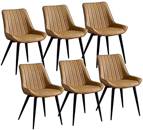 HBSSP Esszimmerstühle 6er-Set Moderner Gepolsterter Weicher Sitz Aus PU-Leder Mit Hoher Rückenlehne Mit Metallbeinen Für Lounge Dining Living Cafe Empfangsstuhl(Yellow) von HBSSP