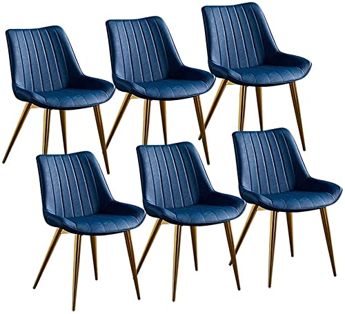 HBSSP Esszimmerstühle 6er-Set Moderner Gepolsterter Weicher Sitz Aus PU-Leder Mit Hoher Rückenlehne Robuste Metallbeine für Lounge Dining Living Cafe Empfangsstuhl(Blue) von HBSSP