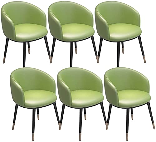 HBSSP Esszimmerstühle 6er Set PU Ledersitz Rückenlehne Metallbeine Küchenstühle Für Esszimmer Wohnzimmer Empfang Bürostühle(Green) von HBSSP