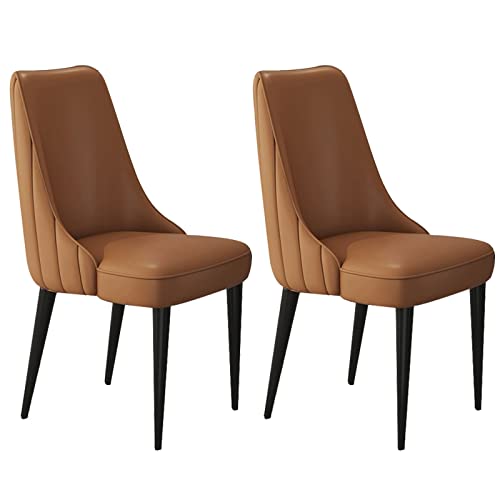 HBSSP Esszimmerstühle Aus Kunstleder 2er-Set Wasserfester Leder-Beistellstuhl Mit Beinen Aus Kohlenstoffstahl Küchen-Wohnzimmer-Lounge-Thekenstühle(Coffee) von HBSSP