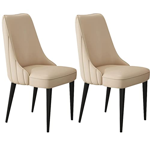 HBSSP Esszimmerstühle Aus Kunstleder 2er-Set Wasserfester Leder-Beistellstuhl Mit Beinen Aus Kohlenstoffstahl Küchen-Wohnzimmer-Lounge-Thekenstühle(Khaki) von HBSSP