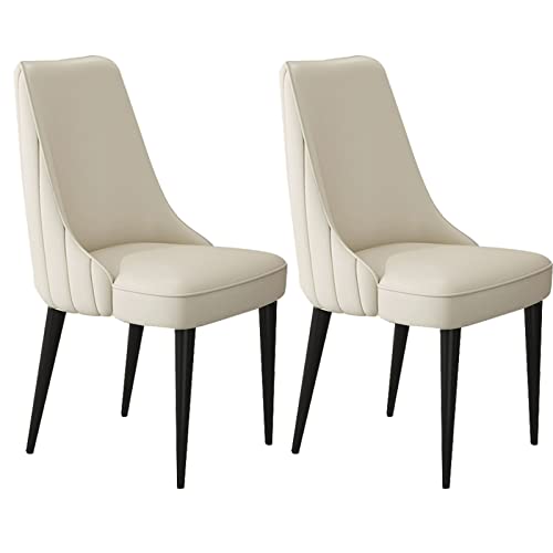 HBSSP Esszimmerstühle Aus Kunstleder 2er-Set Wasserfester Leder-Beistellstuhl Mit Beinen Aus Kohlenstoffstahl Küchen-Wohnzimmer-Lounge-Thekenstühle(Off White) von HBSSP