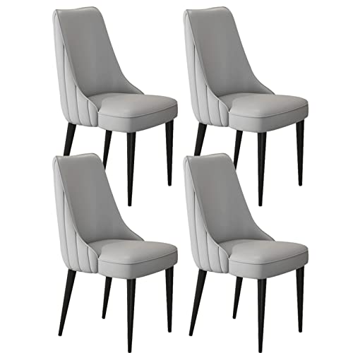 HBSSP Esszimmerstühle Aus Kunstleder 4er-Set Wasserfester Leder-Beistellstuhl Mit Beinen Aus Kohlenstoffstahl Küchen-Wohnzimmer-Lounge-Thekenstühle(Light Gray) von HBSSP