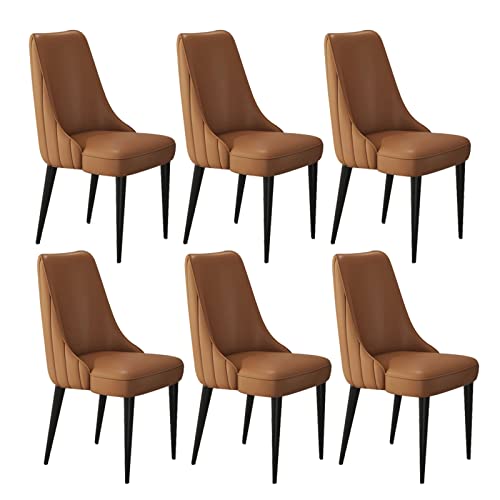 HBSSP Esszimmerstühle Aus Kunstleder 6er-Set Wasserfester Leder-Beistellstuhl Mit Beinen Aus Kohlenstoffstahl Küchen-Wohnzimmer-Lounge-Thekenstühle(Coffee) von HBSSP