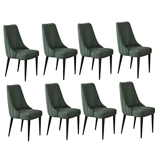 HBSSP Esszimmerstühle Aus Kunstleder 8er-Set Wasserfester Leder-Beistellstuhl Mit Beinen Aus Kohlenstoffstahl Küchen-Wohnzimmer-Lounge-Thekenstühle(Dark Green) von HBSSP