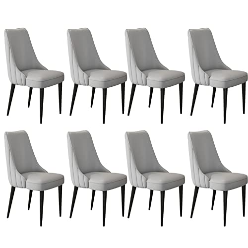HBSSP Esszimmerstühle Aus Kunstleder 8er-Set Wasserfester Leder-Beistellstuhl Mit Beinen Aus Kohlenstoffstahl Küchen-Wohnzimmer-Lounge-Thekenstühle(Light Gray) von HBSSP