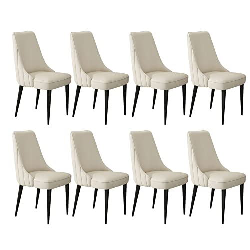 HBSSP Esszimmerstühle Aus Kunstleder 8er-Set Wasserfester Leder-Beistellstuhl Mit Beinen Aus Kohlenstoffstahl Küchen-Wohnzimmer-Lounge-Thekenstühle(Off White) von HBSSP