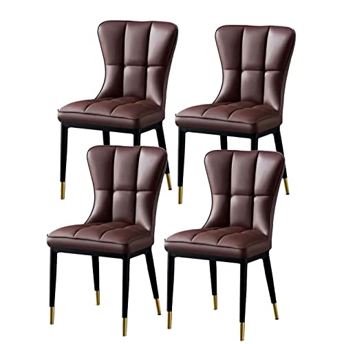 HBSSP Esszimmerstühle Aus PU-Leder 4er-Set,Küchen-Wohnzimmer-Bürostühle,Gepolsterte Küchenstühle Mit Hoher Rückenlehne, Gepolsterte Sitze Und Metallfüße(Brown Marron) von HBSSP