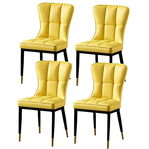 HBSSP Esszimmerstühle Aus PU-Leder 4er-Set,Küchen-Wohnzimmer-Bürostühle,Gepolsterte Küchenstühle Mit Hoher Rückenlehne, Gepolsterte Sitze Und Metallfüße(Yellow Jaune) von HBSSP
