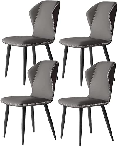 HBSSP Esszimmerstühle Aus PU-Leder 4er-Set Esszimmerstühle Küche mit Weichem Rückenlehnenkissen Und Stuhlfüßen Aus Kohlenstoffstahl(Grey,B) von HBSSP