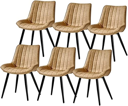 HBSSP Esszimmerstühle Aus PU-Leder 6er-Set,mit Rückenlehne Und Gepolstertem Sitz, Kunstleder-Metallbeine Vintage-Küchenthekenstühle(Beige) von HBSSP