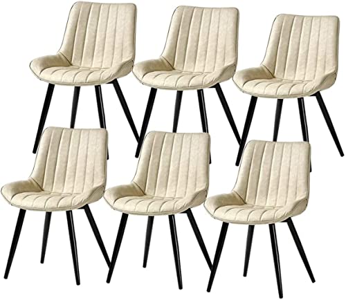 HBSSP Esszimmerstühle Aus PU-Leder 6er-Set,mit Rückenlehne Und Gepolstertem Sitz, Kunstleder-Metallbeine Vintage-Küchenthekenstühle(White) von HBSSP