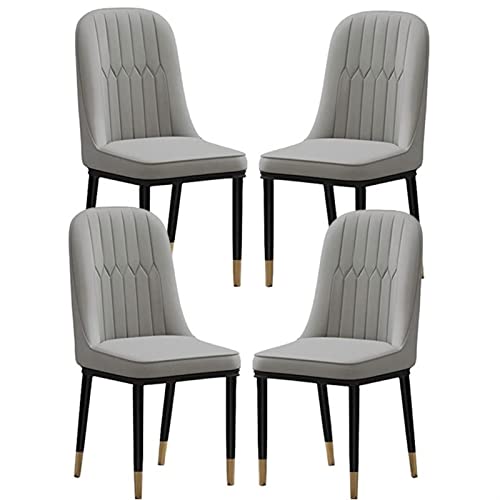 HBSSP Esszimmerstühle Im 4er-Set Gepolsterte Stühle Aus PU-Leder Und Metallbeine for Küche Esszimmer Schlafzimmer Wohnzimmer(Light Gray) von HBSSP