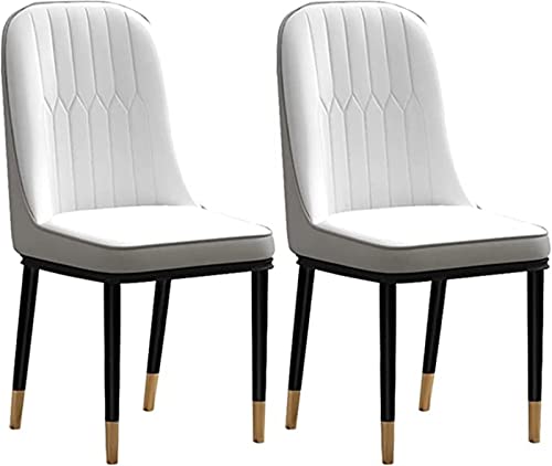 HBSSP Esszimmerstühle Küche 2er-Set Moderne PU-wasserdichte Lederstühle Mit Hoher Rückenlehne Gepolsterter Weicher Sitz Seitenstühle Mit Metallbeinen(Beige+Gray) von HBSSP