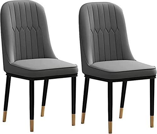 HBSSP Esszimmerstühle Küche 2er-Set Moderne PU-wasserdichte Lederstühle Mit Hoher Rückenlehne Gepolsterter Weicher Sitz Seitenstühle Mit Metallbeinen(Dark Gray) von HBSSP