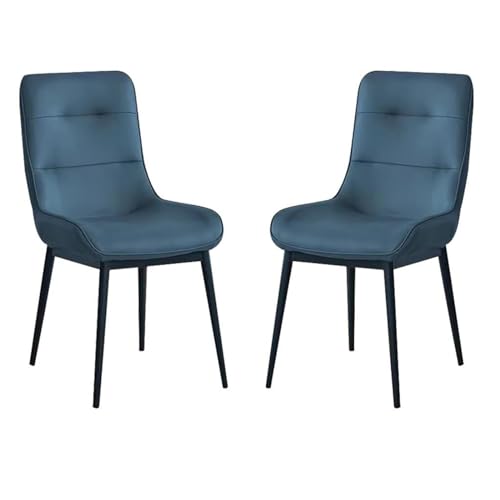 HBSSP Esszimmerstühle Kunstleder 2er-Set Küche Wohnzimmer Lounge Thekenstühle Stabile Metallbeine Haushalts-Schreibtischstuhl for Büro, Lounge, Esszimmer, Küche, Schlafzimmer(Blue) von HBSSP