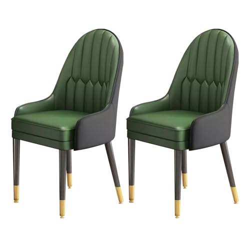 HBSSP Esszimmerstühle Kunstleder 2er-Set Moderner Weicher Sitz mit Hoher Rückenlehne Und Gepolstertem PU-Leder Mit Holzbeinen for Die Küche Zu Hause Das Wohnzimmer Pub Das Café(Black Green) von HBSSP