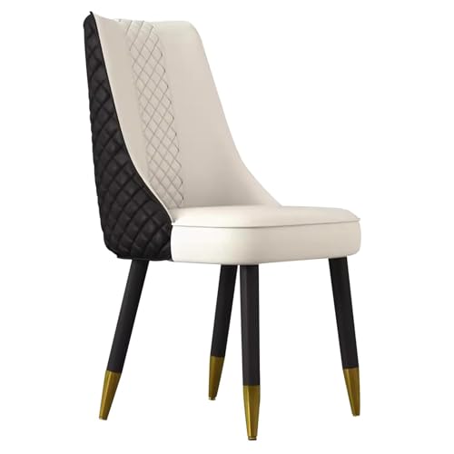 HBSSP Esszimmerstühle PU-Leder Küchen- Und Esszimmerstuhl Mit Rückenlehne Schwarze Holzbeine Gepolsterte Seitenstühle for Wohnzimmer, Schlafzimmer, Restaurant(Black Beige) von HBSSP