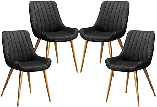 HBSSP Esszimmerstuhl 4er-Set Kitchen Küchenstühle Aus PU-Leder mit Gepolstertem Sitz Und Rückenlehne Lounge-Stuhl mit Metallbeinen(Dark Brown) von HBSSP