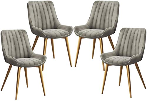 HBSSP Esszimmerstuhl 4er-Set Kitchen Küchenstühle Aus PU-Leder mit Gepolstertem Sitz Und Rückenlehne Lounge-Stuhl mit Metallbeinen(Light Grey) von HBSSP