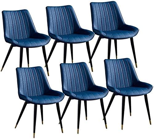 HBSSP Esszimmerstuhl 6er-Set Moderner Gepolsterter Weicher Sitz PU-Leder Mit Hoher Rückenlehne Robuste Metallbeine Küche Wohnzimmer(H) von HBSSP