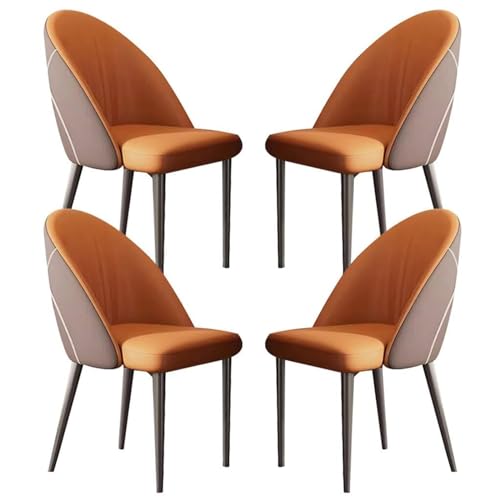 HBSSP Esszimmerstuhl Esszimmerstühle 4er-Set Modernes PU-Leder Hohe Rückenlehne, Gepolsterter Weicher Sitz, Stabile Metallbeine, Beistellstühle for Küche Und Wohnzimmer(Orange) von HBSSP