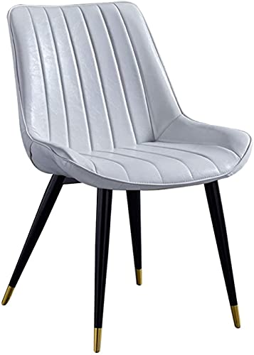 HBSSP Esszimmerstuhl Gepolsterter Kunstledersitz Bürostuhl Modernen Stil Ergonomische Rückenlehne mit Stabilen Schwarzen Metallbeinen Einfache Montage(White) von HBSSP