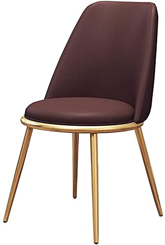 HBSSP Esszimmerstuhl Gold Metallbeine Freizeit Sofa Stuhl PU Leder Sitzlehne Tisch Stuhl Büro Empfangsstuhl(Brown) von HBSSP