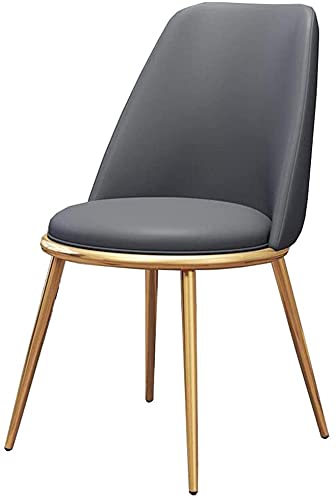 HBSSP Esszimmerstuhl Gold Metallbeine Freizeit Sofa Stuhl PU Leder Sitzlehne Tisch Stuhl Büro Empfangsstuhl(Gray 1) von HBSSP