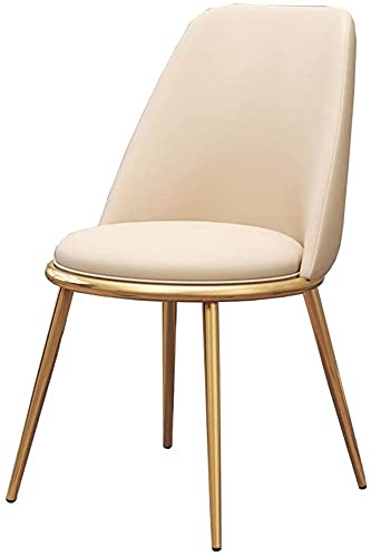 HBSSP Esszimmerstuhl Gold Metallbeine Freizeit Sofa Stuhl PU Leder Sitzlehne Tisch Stuhl Büro Empfangsstuhl(White) von HBSSP