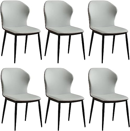 HBSSP Esszimmerstuhl Modernen Design 6er-Set Wasserdichter Empfangsstuhl Aus PU-Leder Mit Hoher Rückenlehne Gepolsterter Weicher Sitz for Esszimmer Und Wohnzimmer(Grey) von HBSSP
