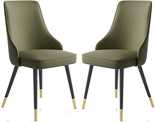HBSSP Esszimmerstuhl PU-Leder 2er-Set Ergonomischer Sitz Stabile Metallbeine Aus Karbonstahl Küchentheke Lounge Wohnzimmer Empfangsstuhl(Green) von HBSSP